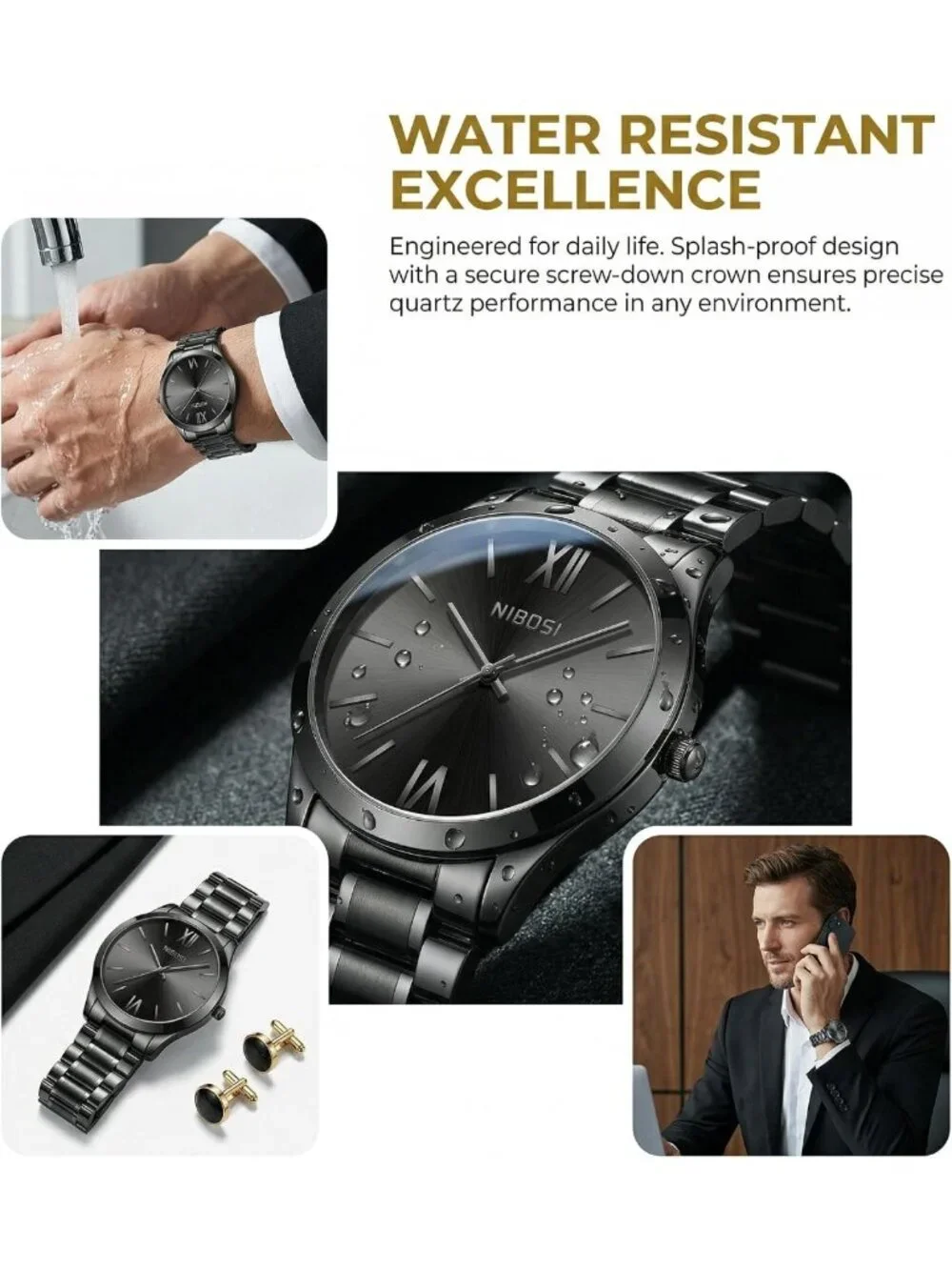 Stylish Men's Analog Quartz Watch - Waterproof Stainless Steel, Minimalist